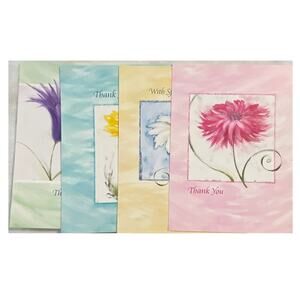 Lot 4 Vtg MCM Thank You Card Canada 1980s Lawson Falle Bouquet of Gratitude